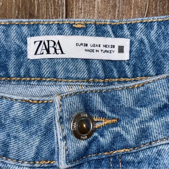 Zara Cropped Wide Leg Jeans high rise blue - Picture 7 of 12